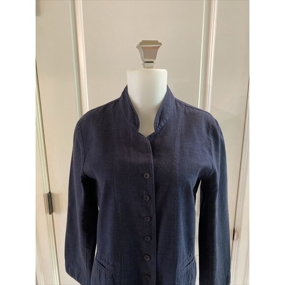 Eileen‎ Fisher Navy Blue Cotton Button Up Light Boxy Jacket -Size S - Picture 2 of 12